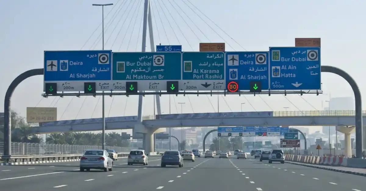 dubai road sign board
