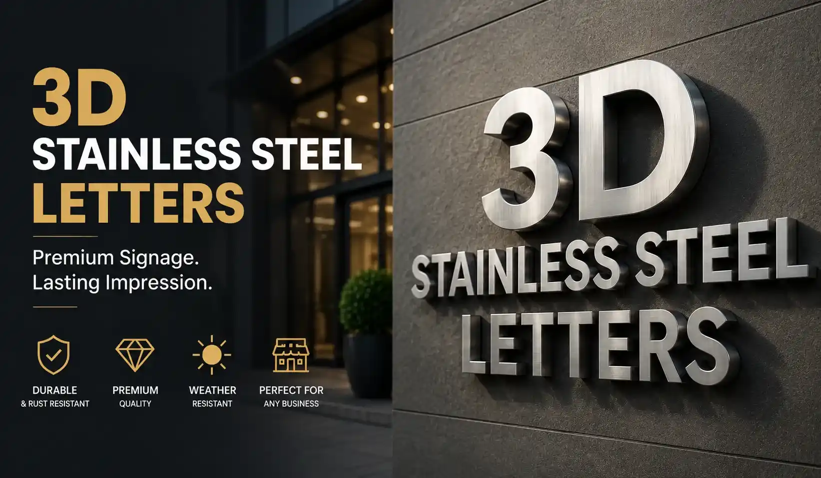 3d stainless steel letters