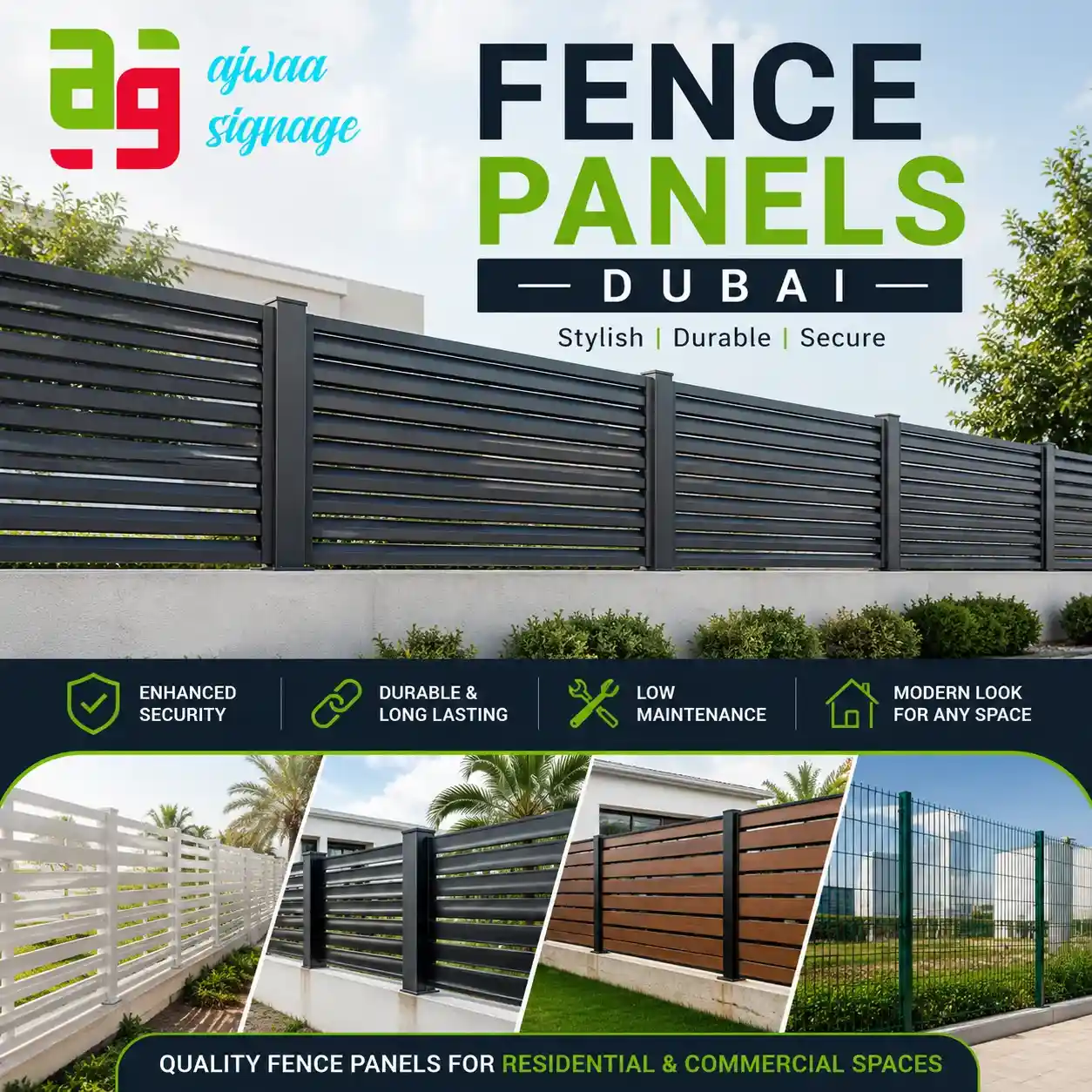Secure Metal Boundary Fence Panels Dubai